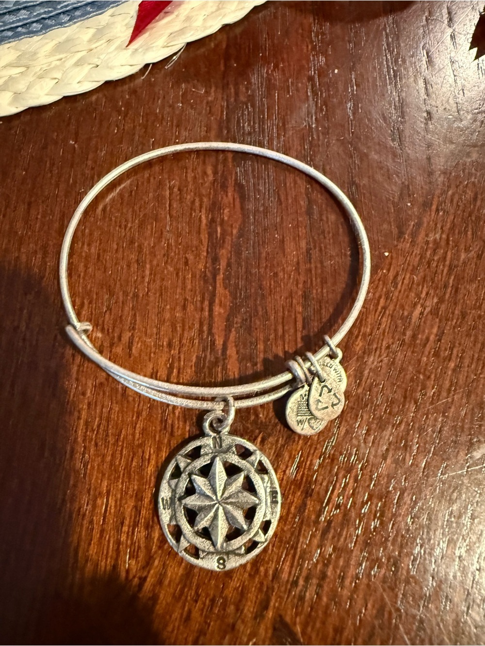 Alex and Ani Compass Charm Bangle Rafaelian Silver finish